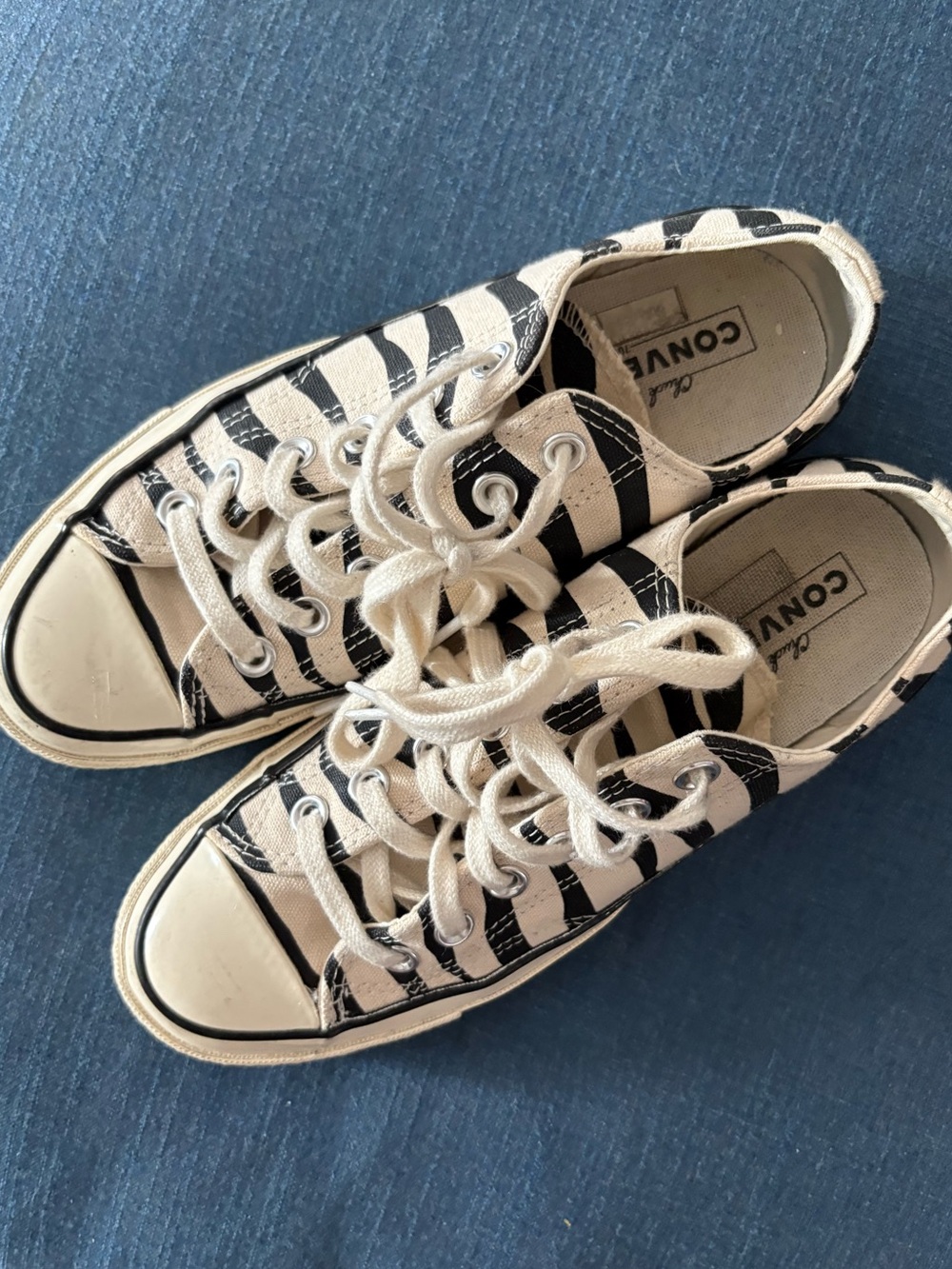 Converse Black and White Striped Low-Top Sneakers
